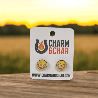 LMAO Emoji Wood Stud Earrings - Stud Earring - Charm and Char